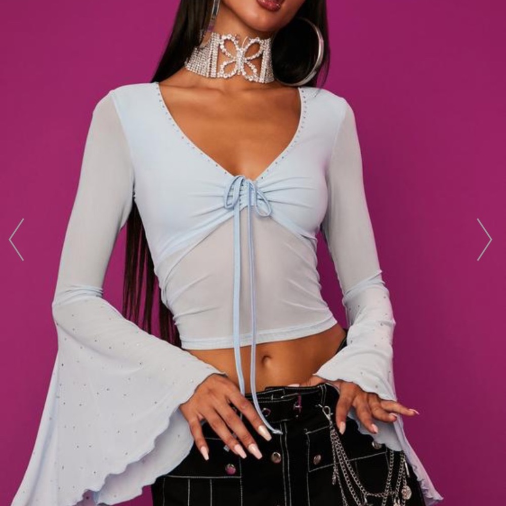 Dolls Kill CALL ME ANGEL LONG SLEEVE TOP